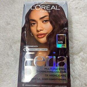 L'Oreal Feria Shimmer Hair Color 515 Chocolate Glaze, 1 Application (box damage)